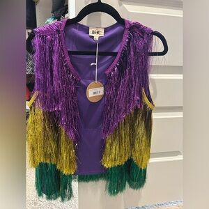 Mardi Gras Fringe Vest (L)